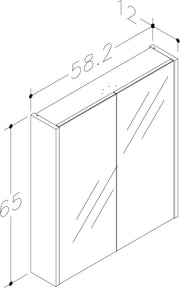 Thalia 580mm x 650mm 2 Door Mirror Cabinet w/ Glass Shelves - Matt Grey