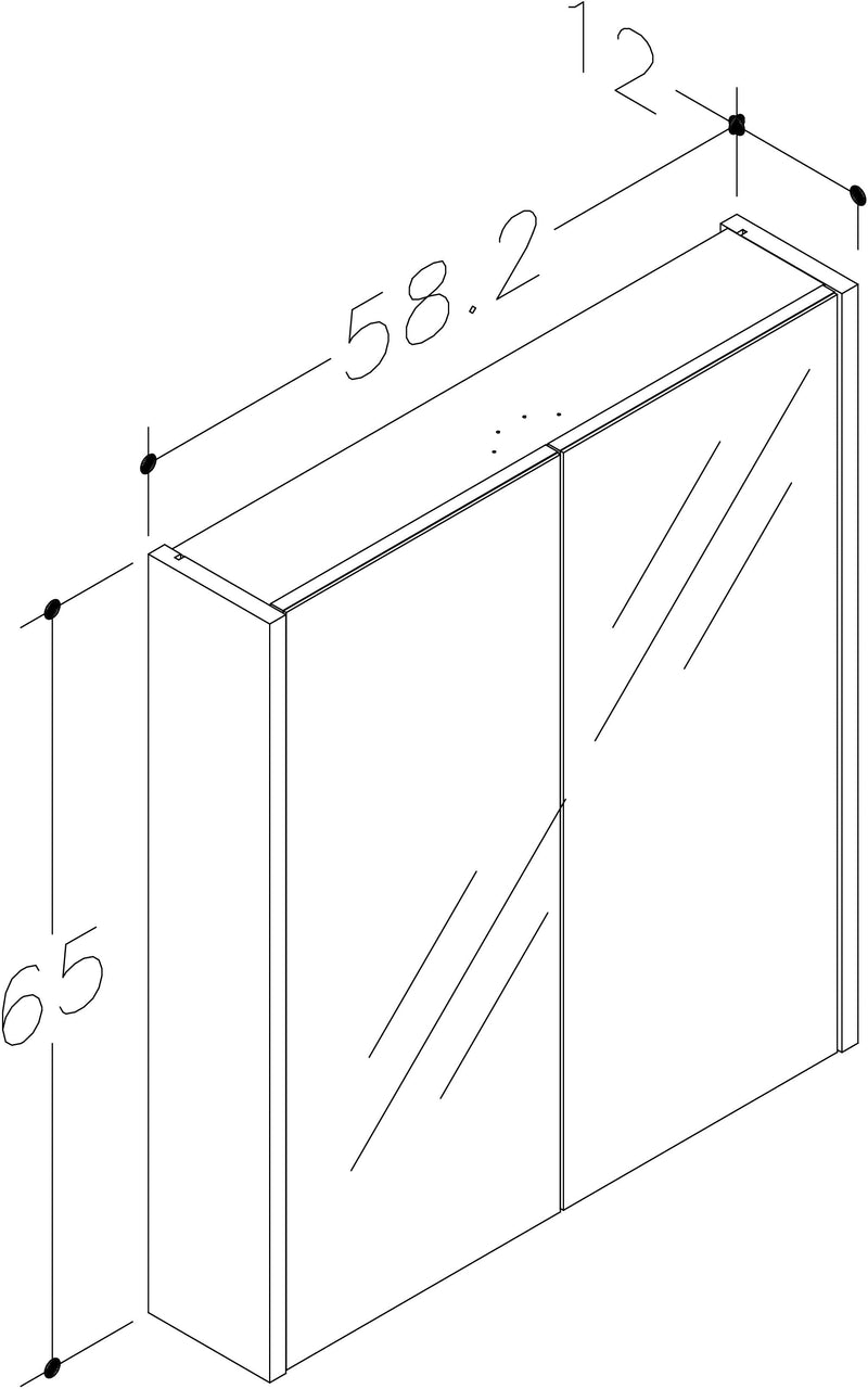 Thalia 580mm x 650mm 2 Door Mirror Cabinet w/ Glass Shelves - Matt Grey