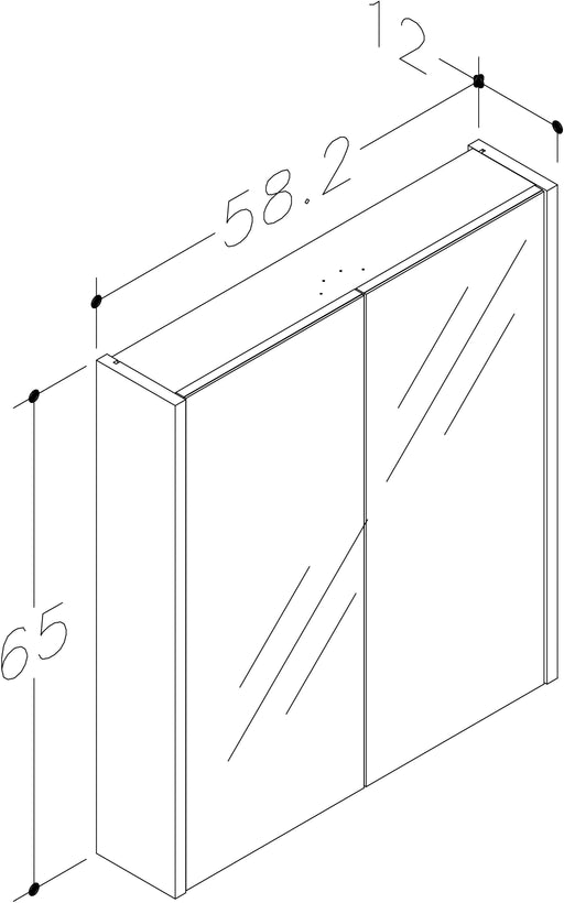 Thalia 580mm x 650mm 2 Door Mirror Cabinet w/ Glass Shelves - Matt Grey