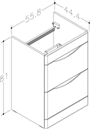 Isle 558mm x 810mm x 444mm 2 drawer Floorstanding Vanity Unit - Savannah Green