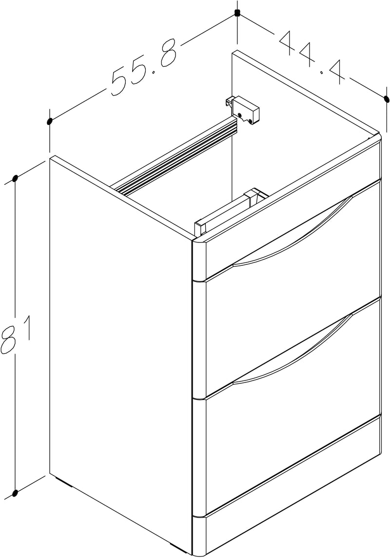 Isle 558mm x 810mm x 444mm 2 drawer Floorstanding Vanity Unit - Savannah Green