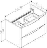 Isle 758mm x 500mm x 449mm 2 Drawer Wall Mounted Vanity Unit - Savannah Green