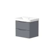 Isle 558mm x 500mm x 449mm 2 Drawer Wall Mounted Vanity Unit - Matt Grey