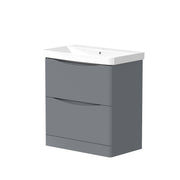 Isle 758mm x 810mm x 444mm 2 drawer Floorstanding Vanity Unit - Matt Grey