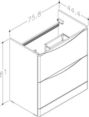 Isle 758mm x 810mm x 444mm 2 drawer Floorstanding Vanity Unit - Matt Grey