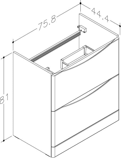 Isle 758mm x 810mm x 444mm 2 drawer Floorstanding Vanity Unit - Matt Grey