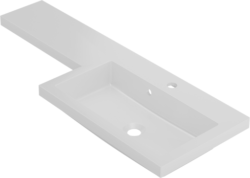 Kingsford 1100mm x 390mm 1 Tap Hole Right Handed L Shape Mineralcast Basin - White