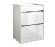 Kingsford 598mm x 810mm x 385mm 2 Door Handleless Floorstanding Vanity Unit - Matt White