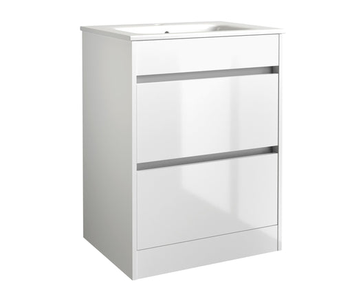 Kingsford 598mm x 810mm x 385mm 2 Door Handleless Floorstanding Vanity Unit - Matt White
