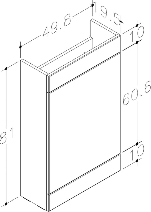 Kingsford 500mm x 810mm x 200mm WC Unit Only - Savannah Green