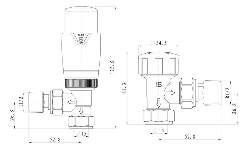 Marina Thermostatic Angled Valve
