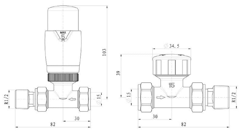Marina Thermostatic Straight Valve