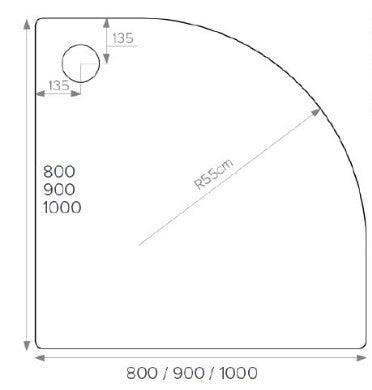 ALPHA 900MM X 900MM QUADRANT SHOWER        TRAY 55