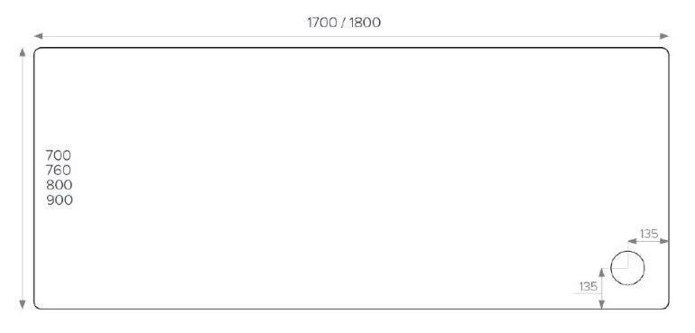 ALPHA 1800MM X 800MM SHOWER TRAY