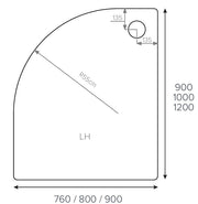 ALPHA LH 1200MM X 800MM QUADRANT SHOWER    TRAY 55