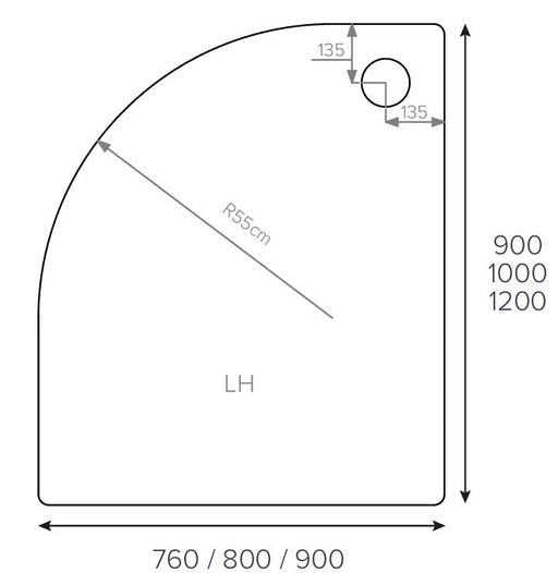 ALPHA LH 1200MM X 900MM QUADRANT SHOWER    TRAY 55