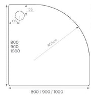 ALPHA 900MM X 900MM QUADRANT ANTI-SLIP     SHOWER TRAY 550MM RADIUS