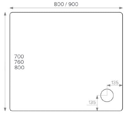 ALPHA 900MM X 760MM ANTI-SLIP SHOWER TRAY
