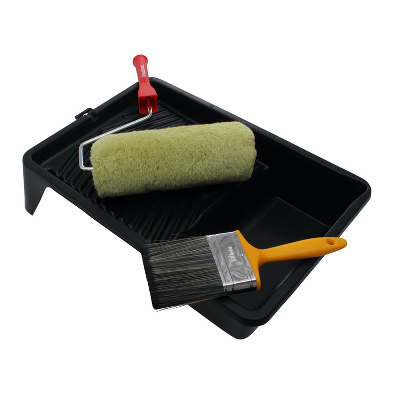 ProDec 9" x 1.75" 4pc Long Pile Padded Masonry Roller, Frame, Brush & 11" Tray Set