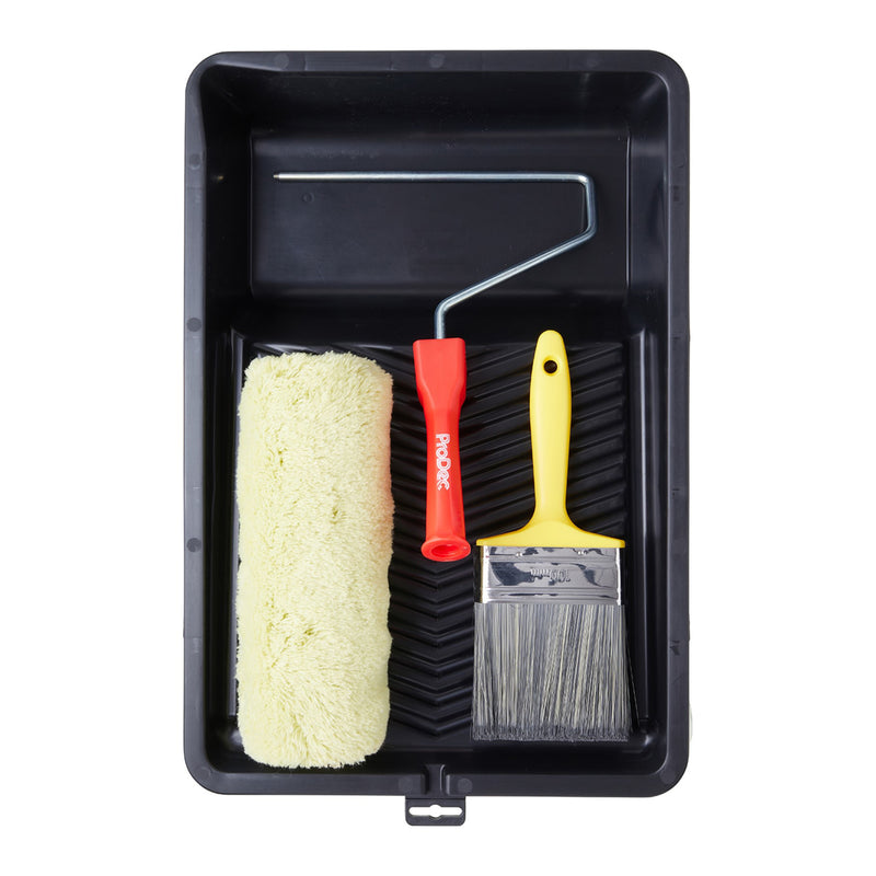 ProDec 9" x 1.75" 4pc Long Pile Padded Masonry Roller, Frame, Brush & 11" Tray Set