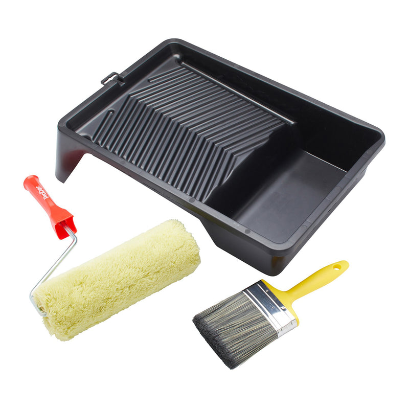 ProDec 9" x 1.75" 4pc Long Pile Padded Masonry Roller, Frame, Brush & 11" Tray Set