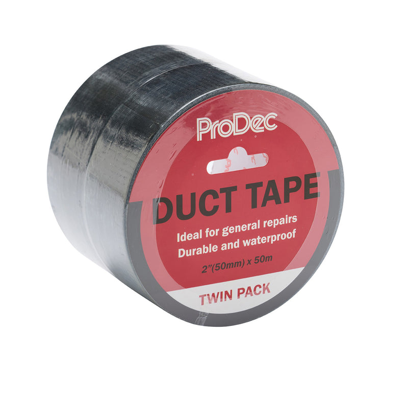 ProDec 2" x 50m Black Duct Tape Twin Pack