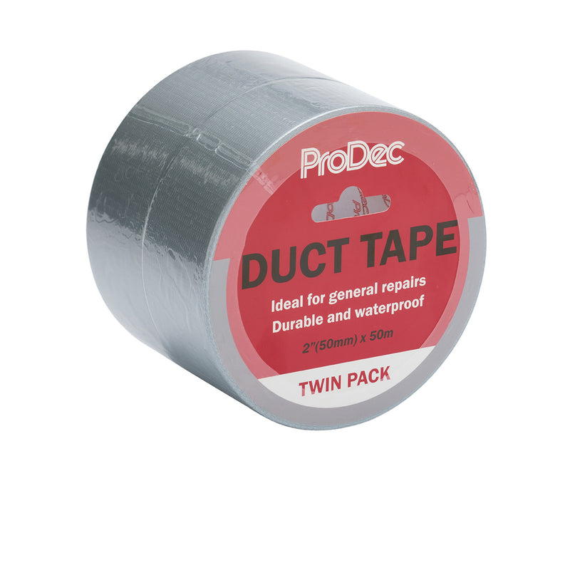 ProDec 2" x 50m Silver Duct Tape Twin Pack