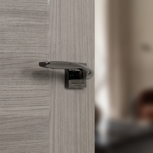 STATUS Oklahoma Lever Door Handle on Square Rose - Black Nickel
