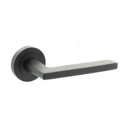 STATUS Alaska Lever Door Handle on Round Rose - Matt Black