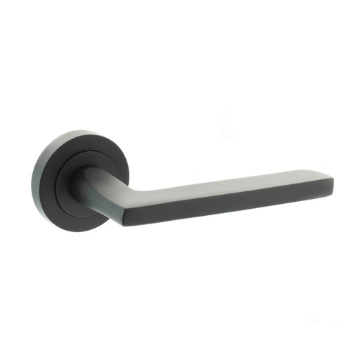 STATUS Alaska Lever Door Handle on Round Rose - Matt Black