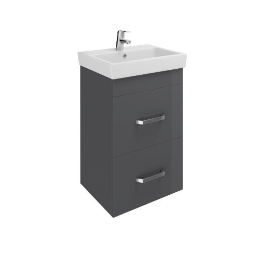 (B100) Roca Victoria Maxi 450mm WH Base 2 Drw Gloss White