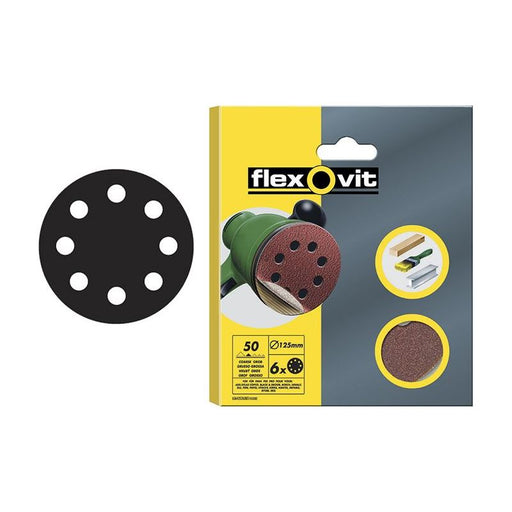 Flexovit Hook & Loop Sanding Disc 125mm Medium 80G (Pack 15) Flexovit - RockBottom Northampton