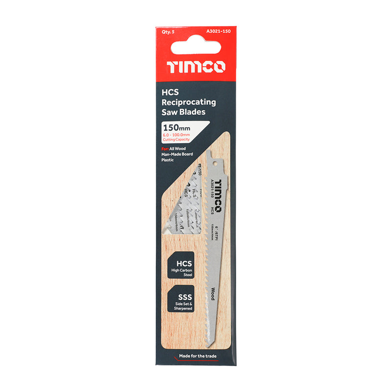 TIMCO Reciprocating Saw Blades Wood Cutting High Carbon Steel - S1531L