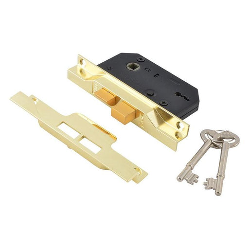 Union 2242 2 Lever Mortice Rebated Sashlock Electro Brass 65.5mm 2.5in Visi UNION - RockBottom Northampton