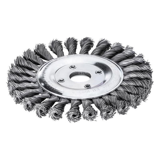 Lessmann Knot Wheel Brush 125 x 14mm 22.2mm Bore, 0.50 Steel Wire Lessmann - RockBottom Northampton