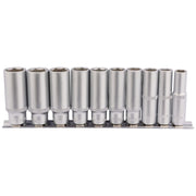 Draper Deep Socket Set on Metal Rail, 3/8" Sq. Dr. (10 Piece) Draper - Town Tools