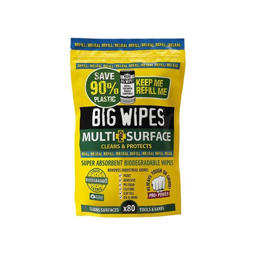 Big Wipes Multi-Surface Bio Pro+ Antiviral Wipes (Refill Pouch 80 Wipes) Big Wipes - RockBottom Northampton