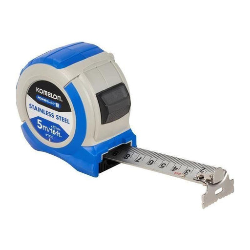 Komelon Stainless Steel PowerBlade™ Pocket Tape 5m/16ft (Width 27mm) Komelon - RockBottom Northampton