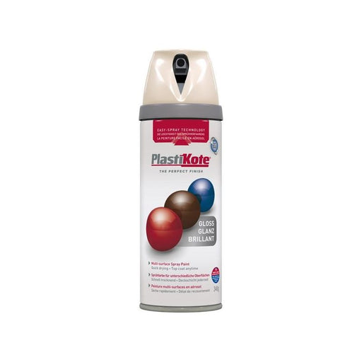 Plastikote Twist & Spray Gloss Antique White 400ml PlastiKote - RockBottom Nothampton