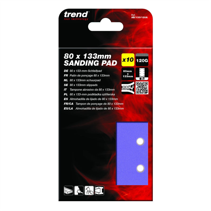 AB/133/120A - 80 x 133mm 120G Sanding Pad, 10 Pack