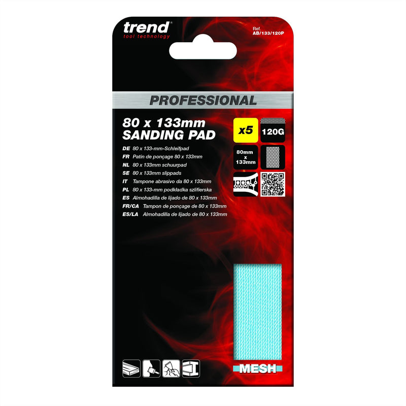 AB/133/120P - 80 x 133mm 120G Pro Mesh Sanding Pad, 5 Pack