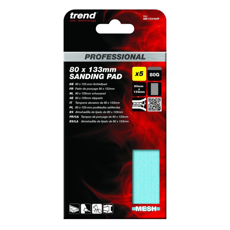 AB/133/80P - 80 x 133mm 80G Pro Mesh Sanding Pad, 5 Pack