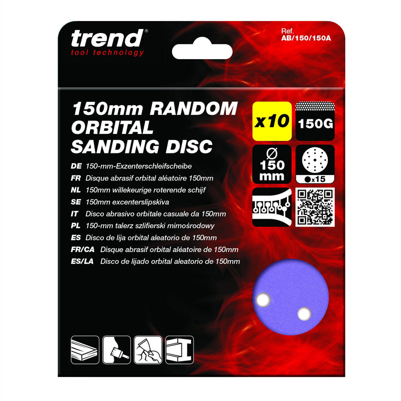 AB/150/150A - 150mm 150G Random Orbital Sanding Disc, 10 Pack