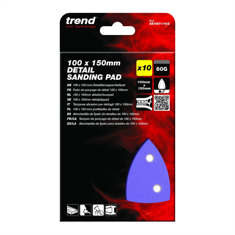 AB/DET1/60Z - 100 x 150mm 7-Hole 60G Detail Sanding Pad, 10 Pack