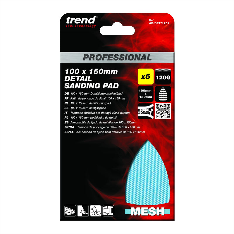 AB/DET/120P - 100 x 150mm 120G Pro Mesh Detail Sanding Pad, 5 Pack