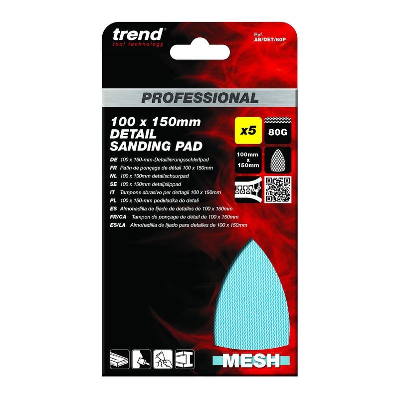 AB/DET/80P - 100 x 150mm 80G Pro Mesh Detail Sanding Pad, 5 Pack