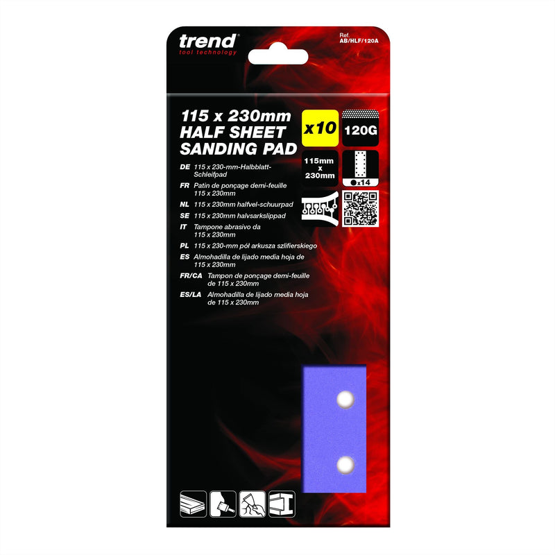 AB/HLF/120A - 115 x 230mm 120G Half Sheet Sanding Pad, 10 Pack