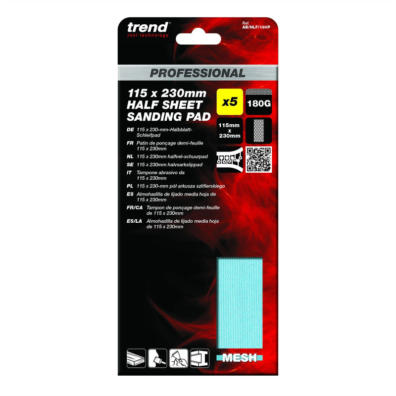 AB/HLF/180P - 115 x 230mm 180G Pro Mesh Half Sheet Sanding Pad, 5 Pack
