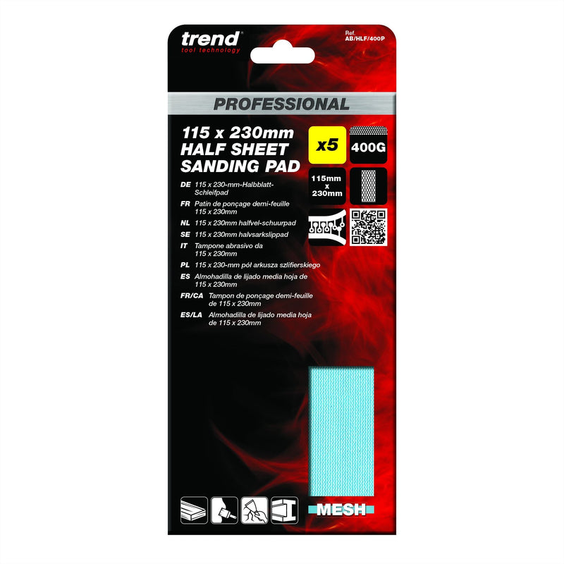 AB/HLF/400P - 115 x 230mm 400G Pro Mesh Half Sheet Sanding Pad, 5 Pack