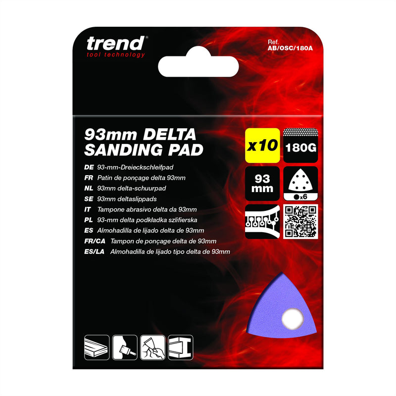 AB/OSC/180A - 93 x 93mm 180G Delta Sanding Pad, 10 Pack